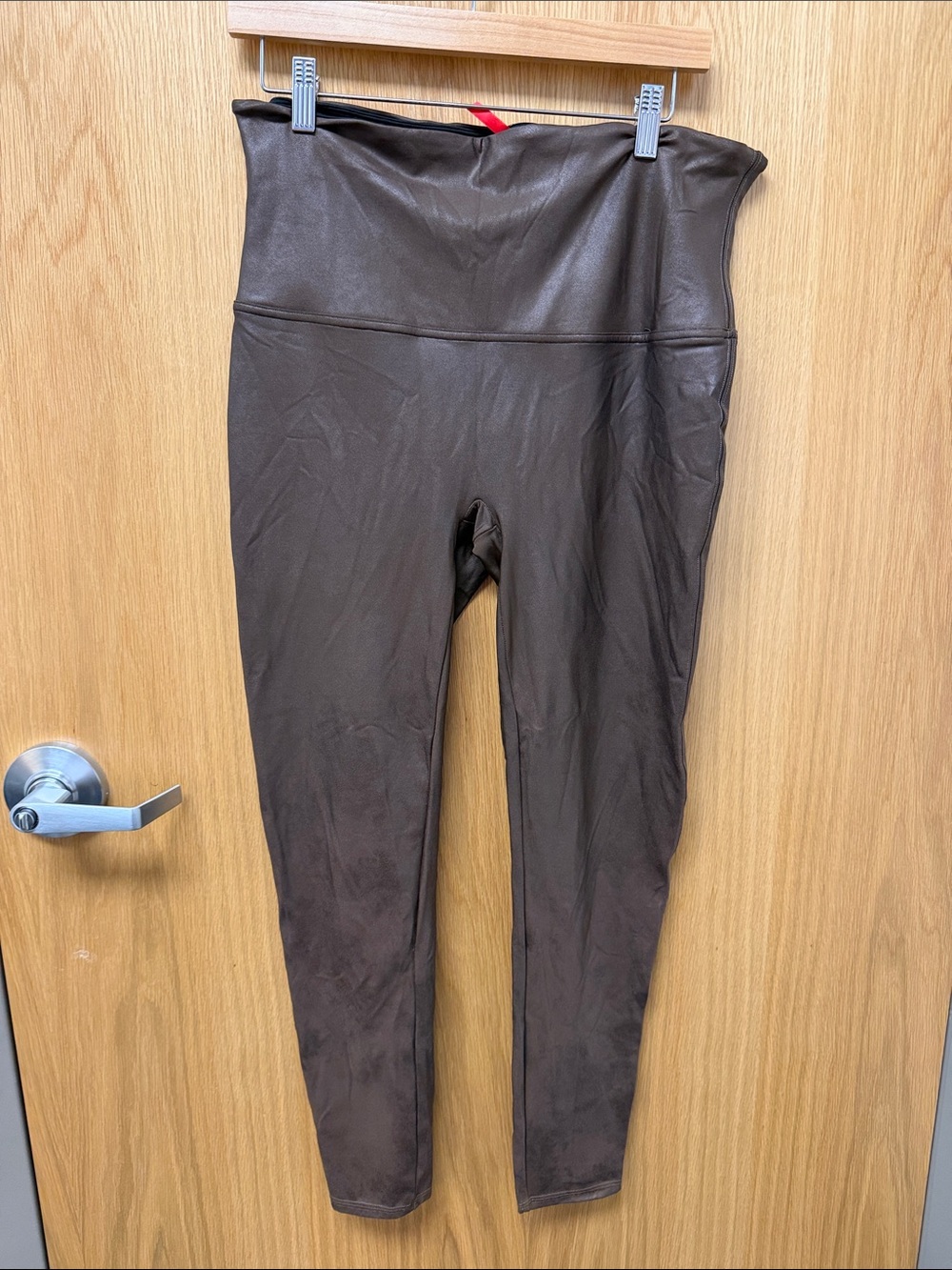 SPANX Faux-Leather Leggings in Brown Plus Size 2X